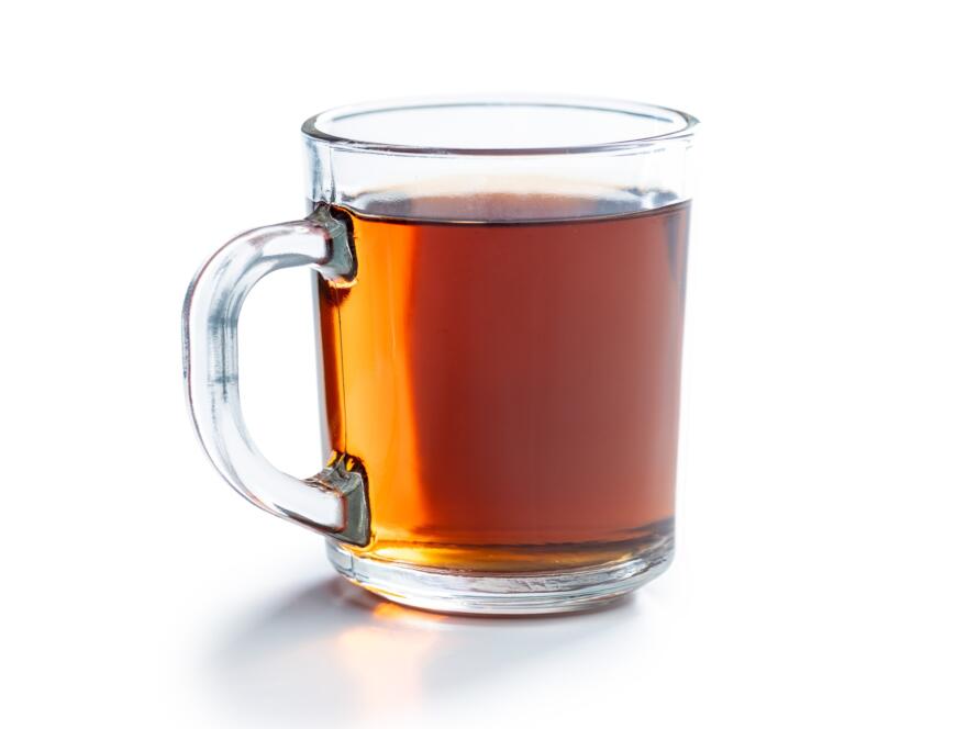 Tea in glass cup.